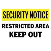 Restricted Area Keep Out sign in yellow and black