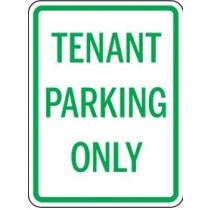 Sign with 'Tenant Parking Only' text on a white background