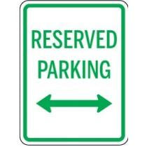 Reserved parking sign with arrows on a white background