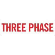 Red 'THREE PHASE' text on a white background