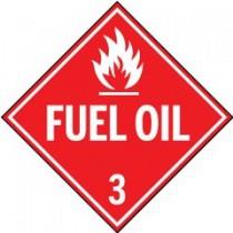 Red diamond-shaped sign with 'Fuel Oil 3' text and flame symbol on a white background