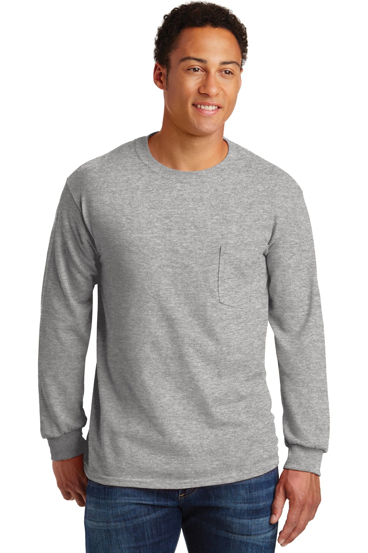 Gildan Ultra Cotton 100% US Cotton Long Sleeve T-Shirt with Pocket 2410