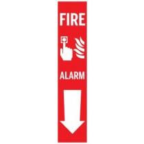 Fire alarm safety sign with bell icon, 18 x 4 inches