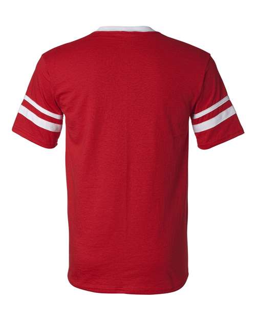 V-Neck Jersey with Striped Sleeves