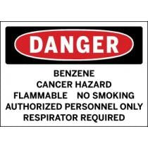Safety sign warning about the dangers of benzene