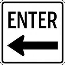Traffic sign with 'ENTER' and left arrow on a white background