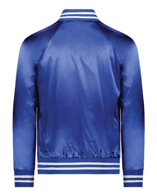 Unisex Satin Baseball Jacket Striped Trim