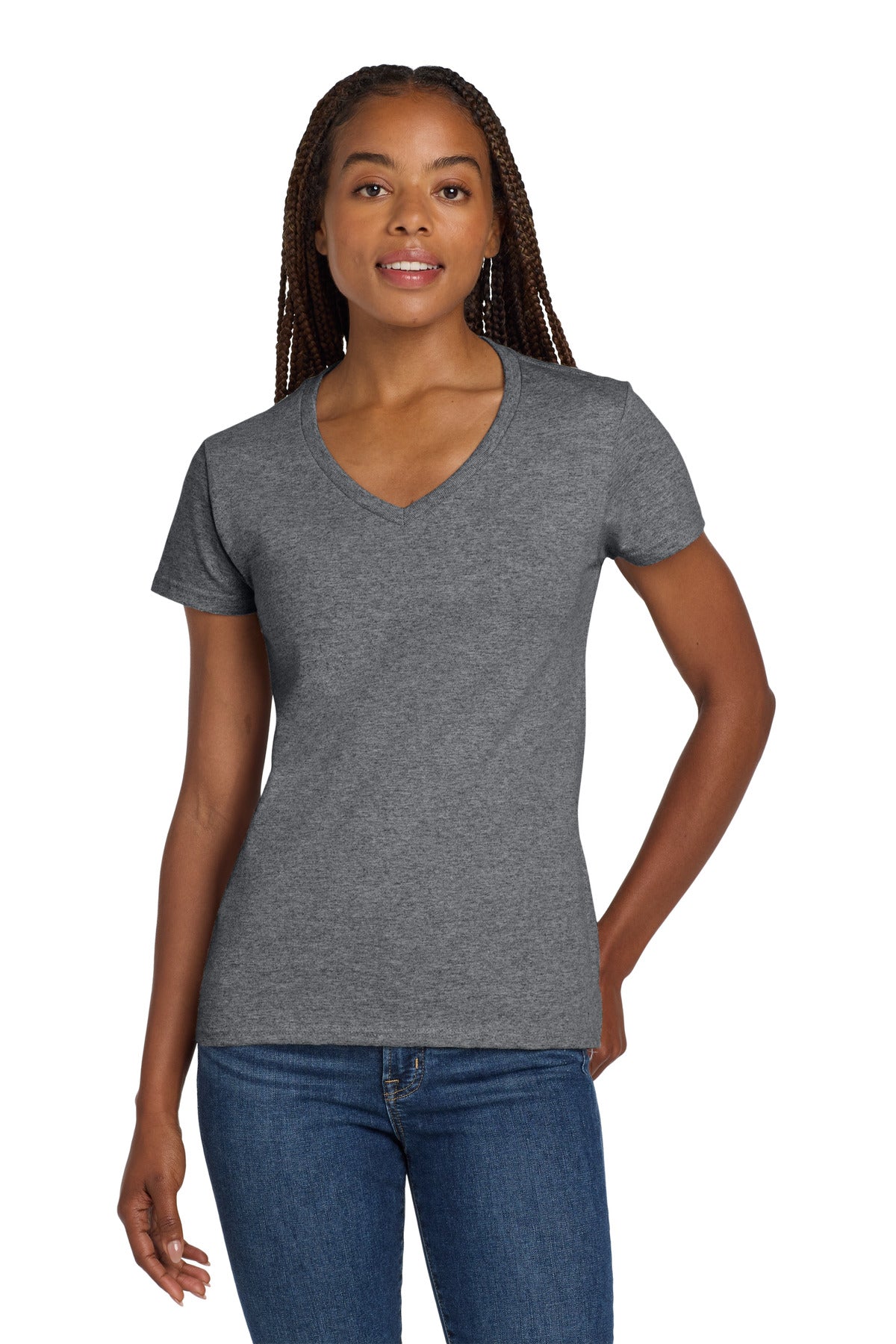 Gildan Women's Heavy Cotton 100% Cotton V-Neck T-Shirt 5V00L