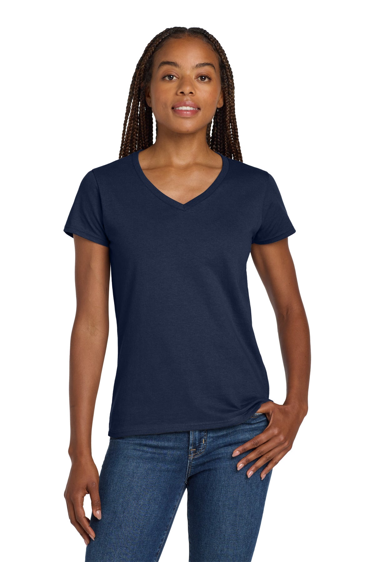 Gildan Women's Heavy Cotton 100% Cotton V-Neck T-Shirt 5V00L