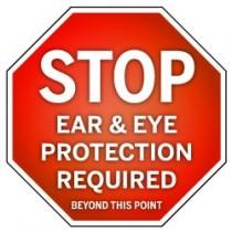 STOP - Ear & Eye Protection Required Beyond This Point Floor Graphic