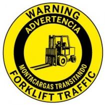 Warning Forklift Traffic Bilingual Floor Graphic