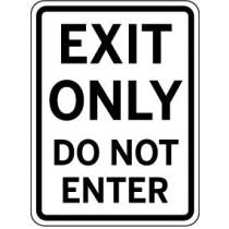 Sign with 'EXIT ONLY DO NOT ENTER' text on a white background