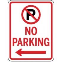 No parking sign with a red circle and line, and 'No Parking' text on a white background.