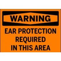 Warning sign indicating ear protection is required in this area.