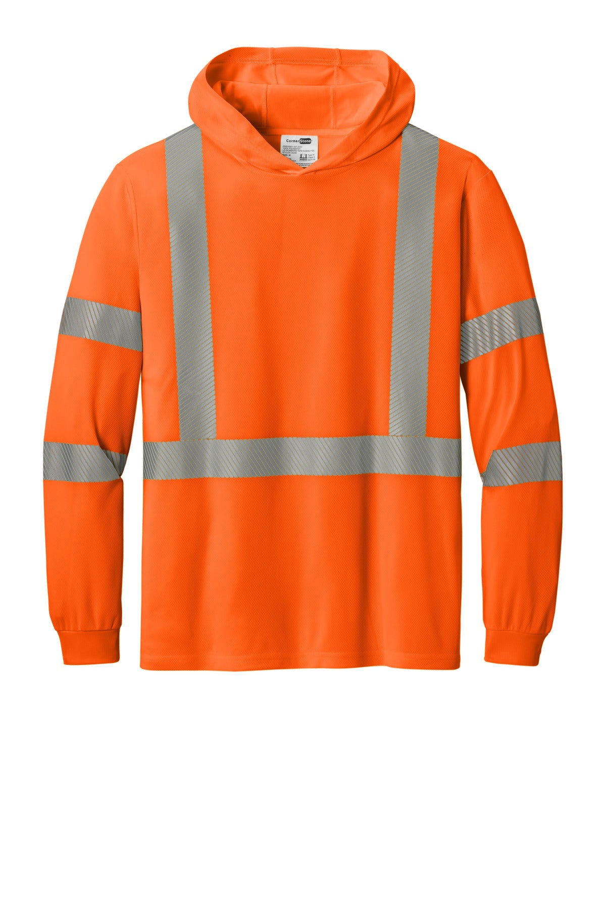 CornerStone ANSI 107 Class 3 Long Sleeve Segmented Tape Hooded Tee CS208