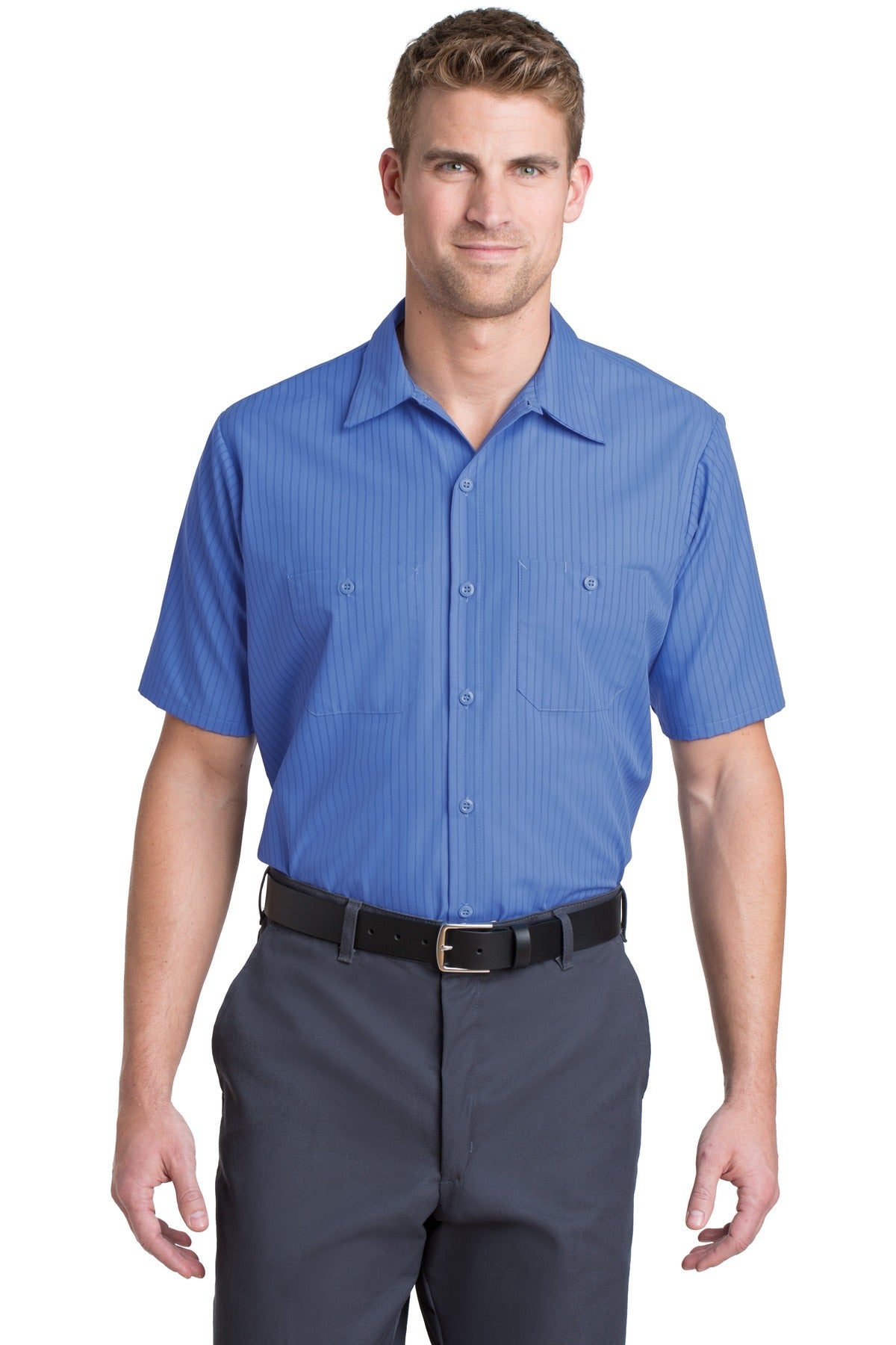 Red Kap Short Sleeve Striped Industrial Work Shirt CS20