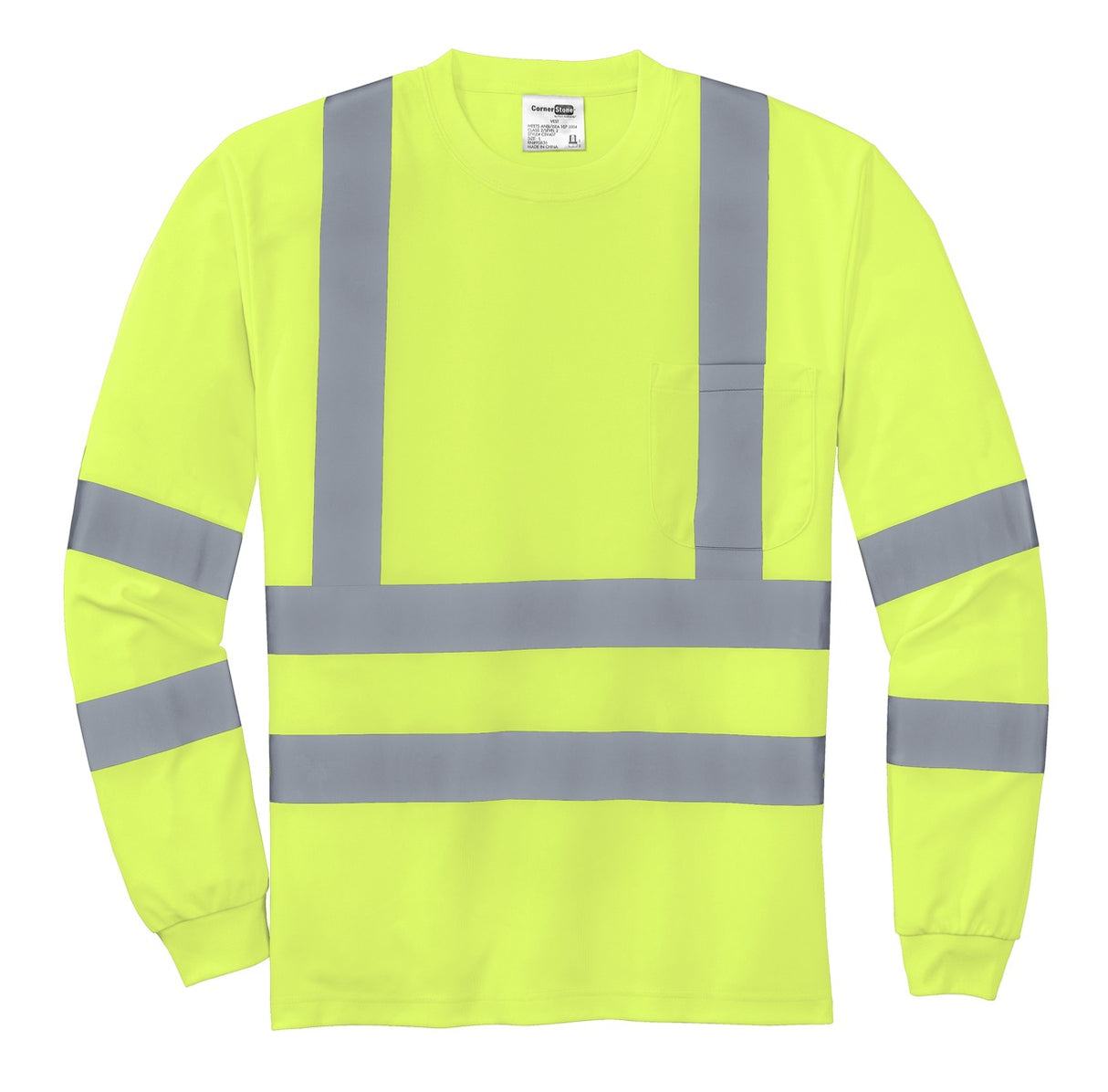 CornerStone ANSI 107 Class 3 Long Sleeve Snag-Resistant Reflective T-Shirt CS409