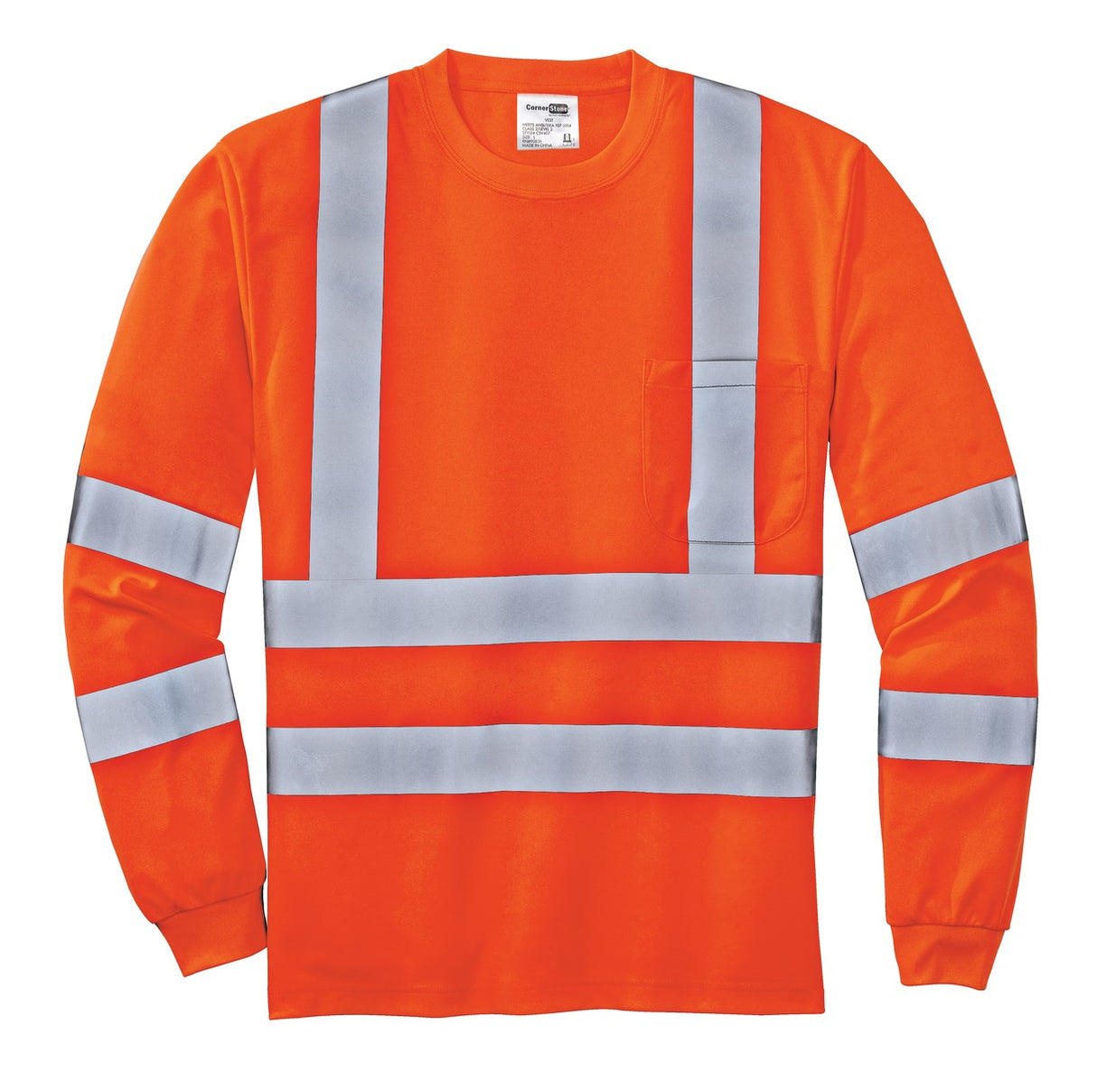 CornerStone ANSI 107 Class 3 Long Sleeve Snag-Resistant Reflective T-Shirt CS409