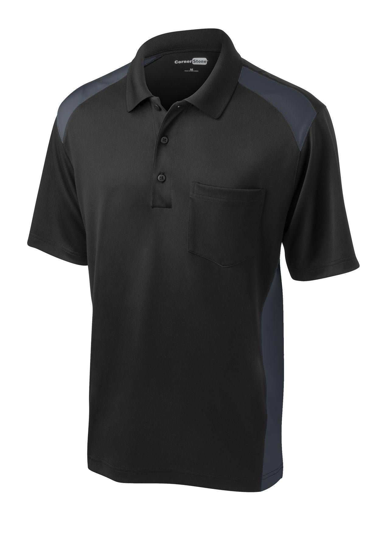 CornerStone Select Snag-Proof Two Way Colorblock Pocket Polo CS416