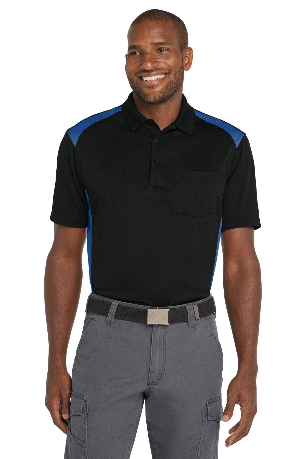 CornerStone Select Snag-Proof Two Way Colorblock Pocket Polo CS416