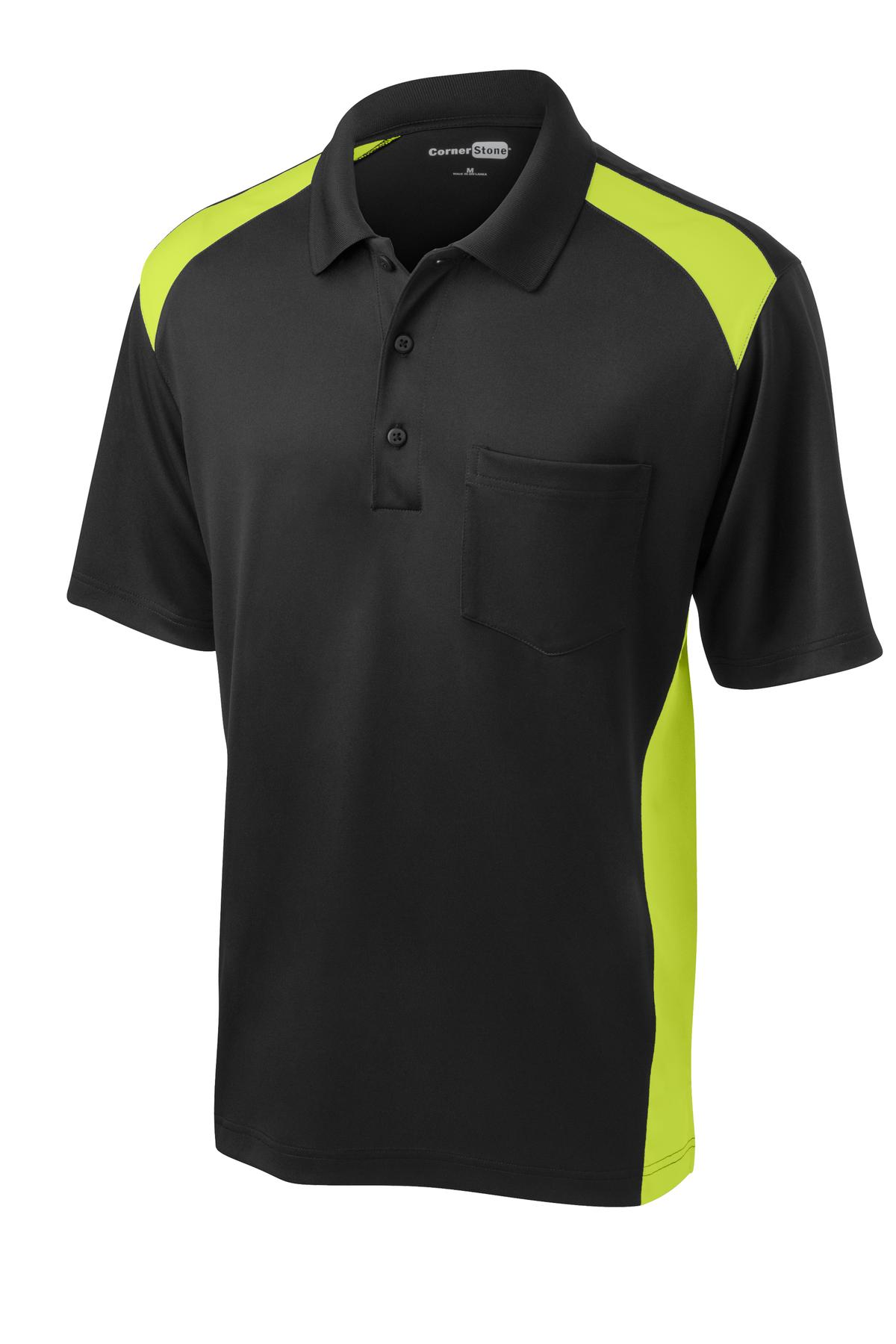 CornerStone Select Snag-Proof Two Way Colorblock Pocket Polo CS416