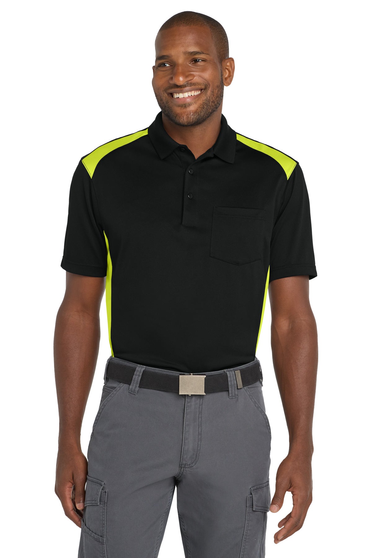 CornerStone Select Snag-Proof Two Way Colorblock Pocket Polo CS416