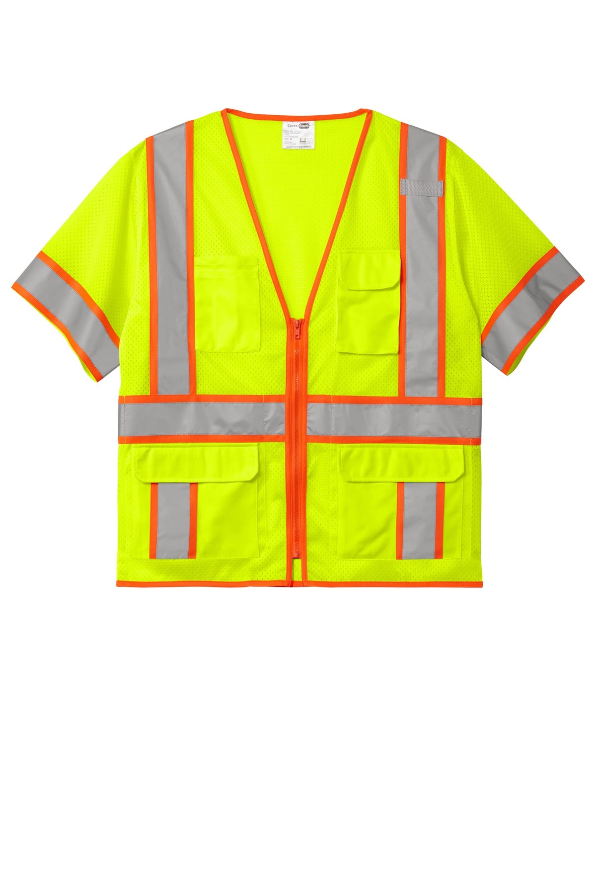 CornerStone ANSI 107 Class 3 Surveyor Mesh Zippered Two-Tone Short Sleeve Vest CSV106