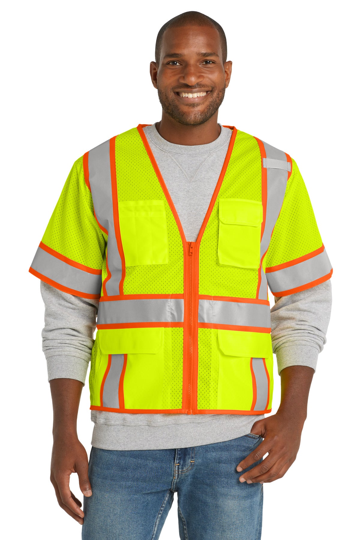 CornerStone ANSI 107 Class 3 Surveyor Mesh Zippered Two-Tone Short Sleeve Vest CSV106
