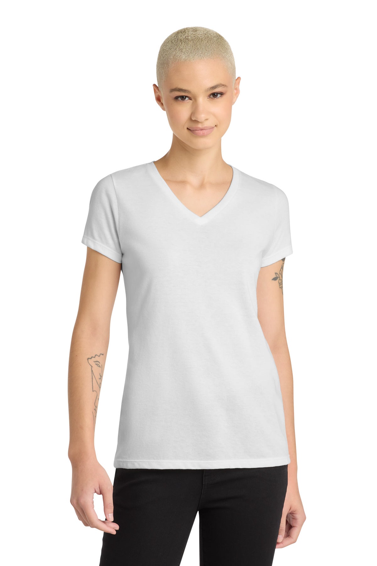 District Women's Perfect Blend CVC V-Neck Tee DM1190L