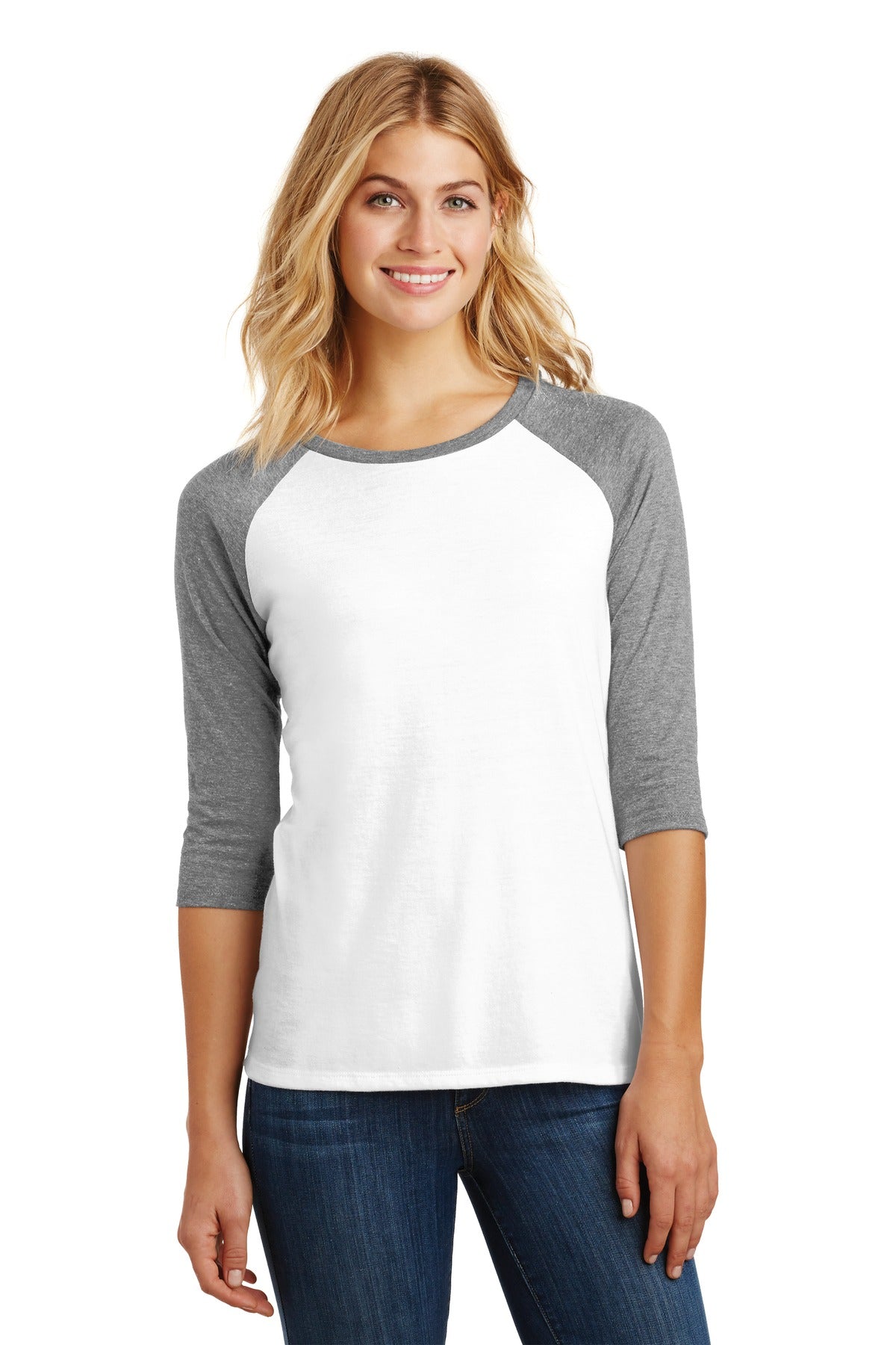 District Women's Perfect Tri 3/4-Sleeve Raglan DM136L