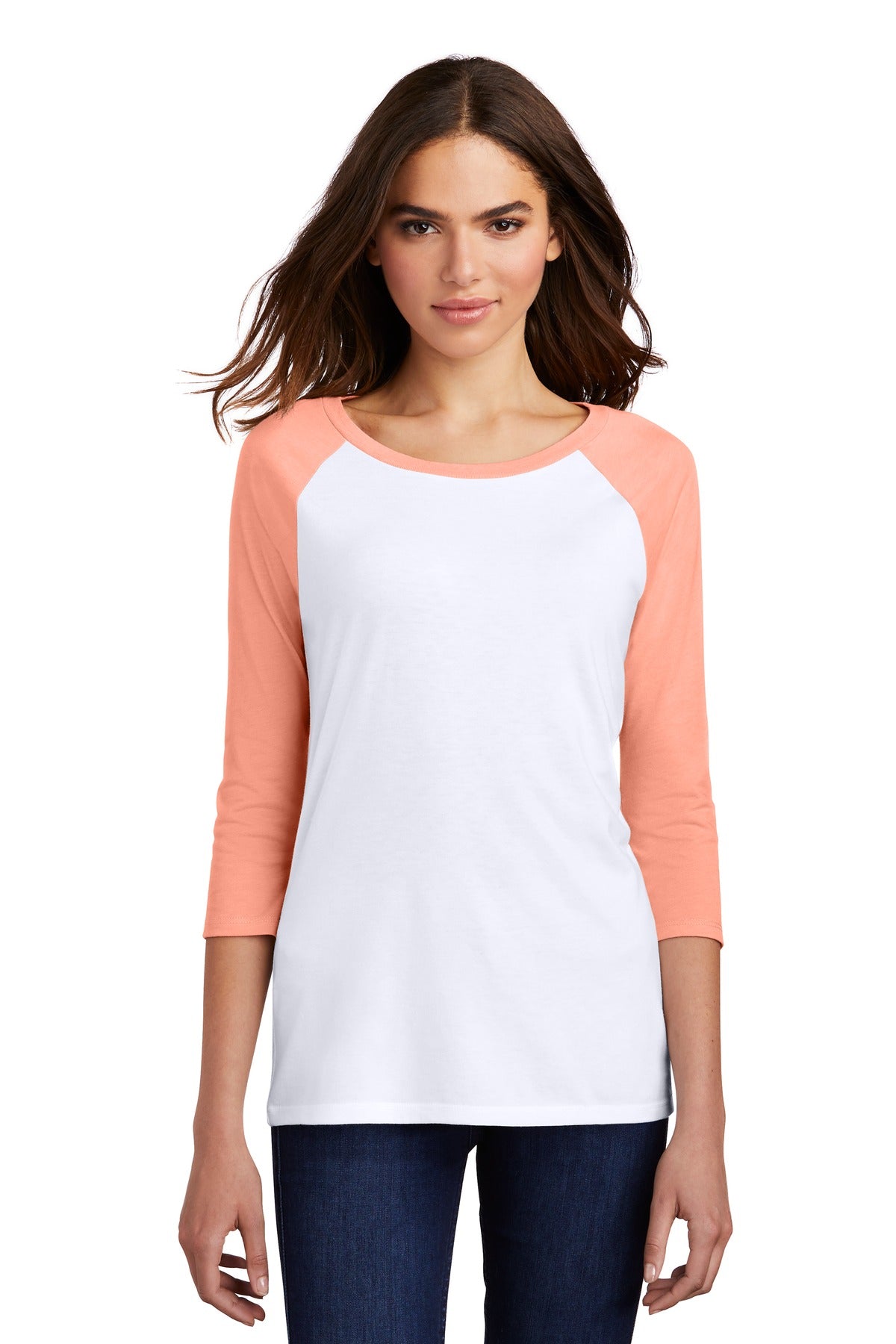 District Women's Perfect Tri 3/4-Sleeve Raglan DM136L