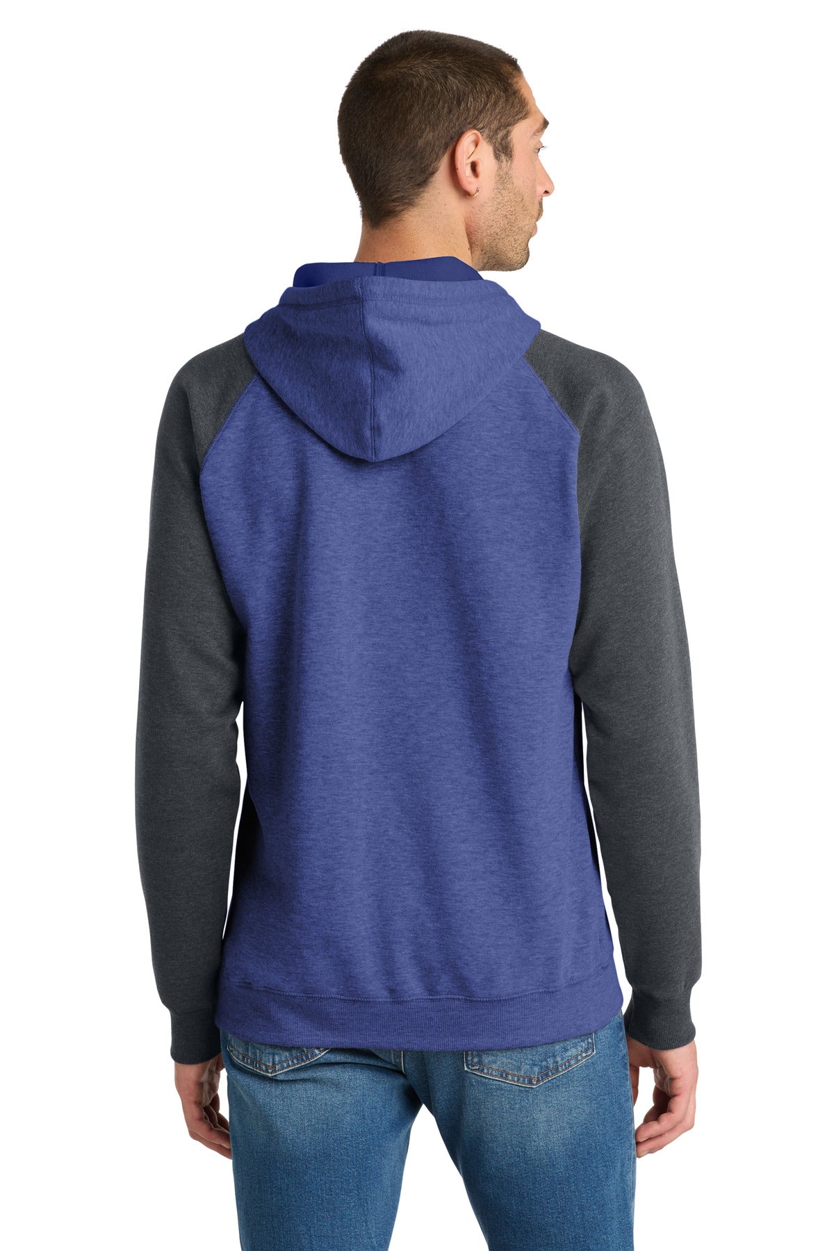 District Young Mens Lightweight Fleece Raglan Hoodie DT196