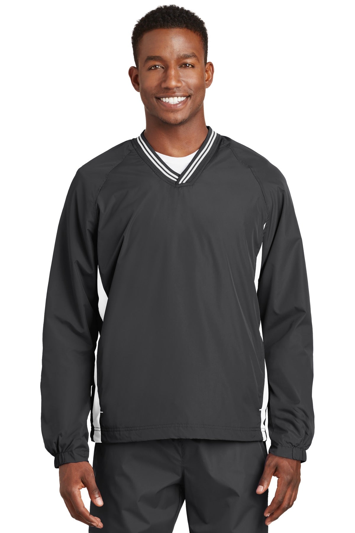 Sport-Tek Tipped V-Neck Raglan Wind Shirt JST62