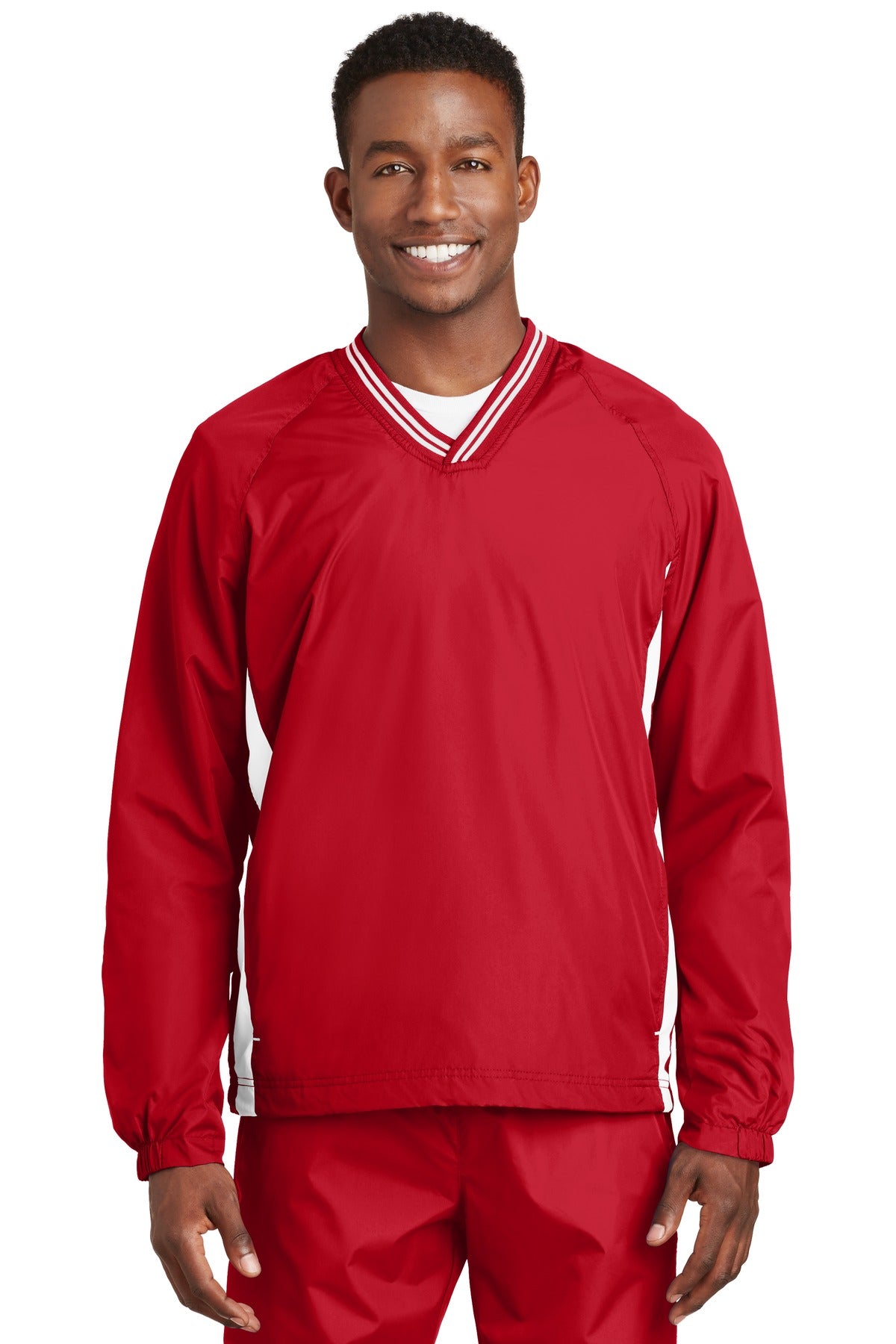 Sport-Tek Tipped V-Neck Raglan Wind Shirt JST62