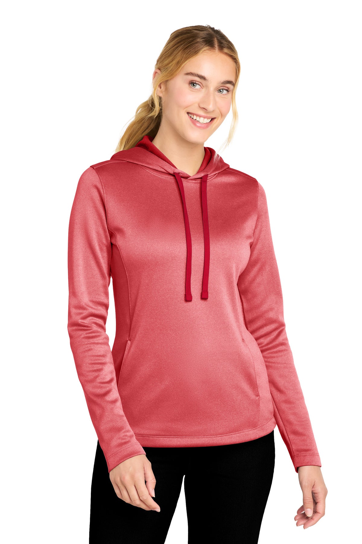 Sport-Tek Women's PosiCharge Sport-Wick Heather Fleece Hooded Pullover LST264