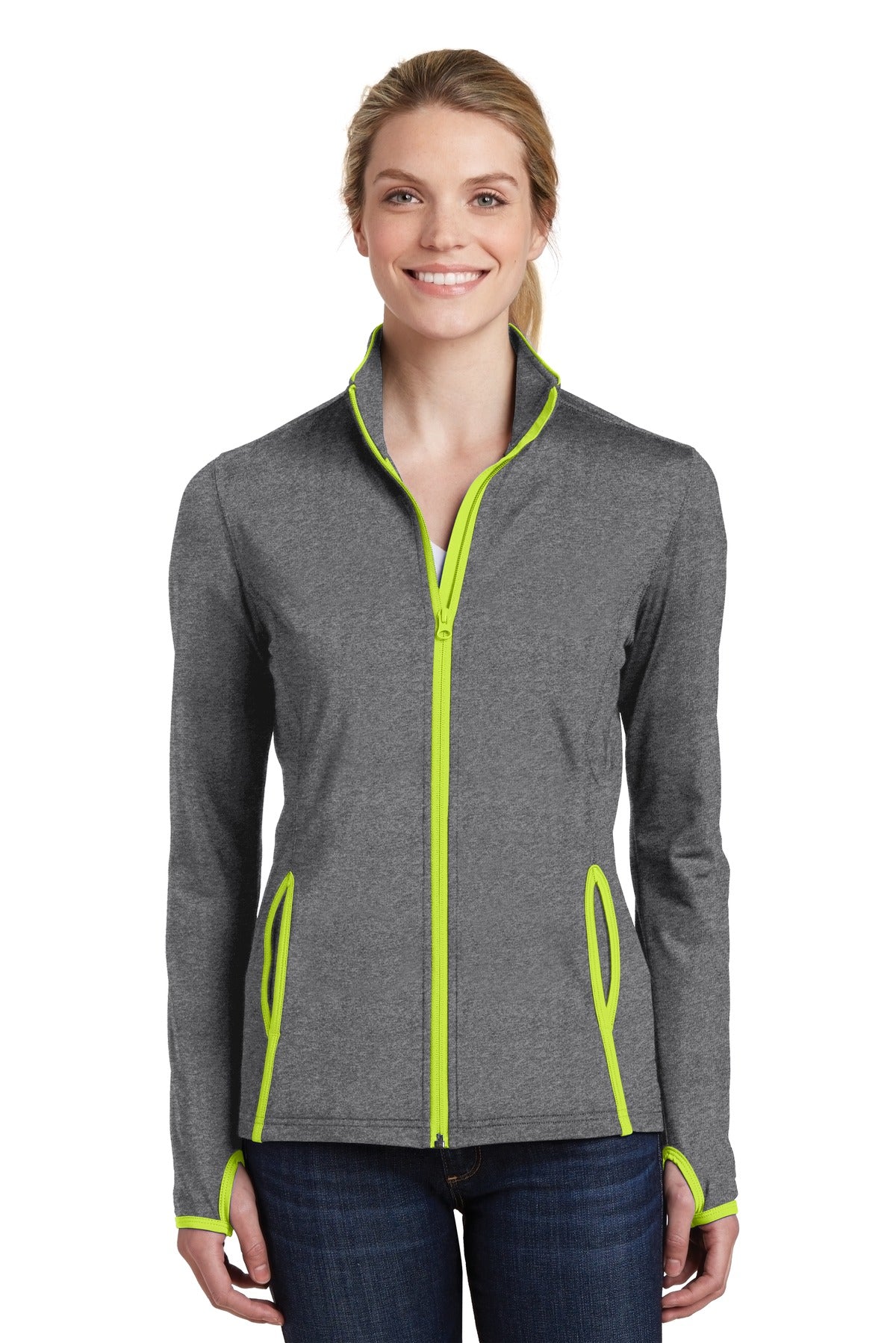 Sport-Tek Women's Sport-Wick Stretch Contrast Full-Zip Jacket LST853