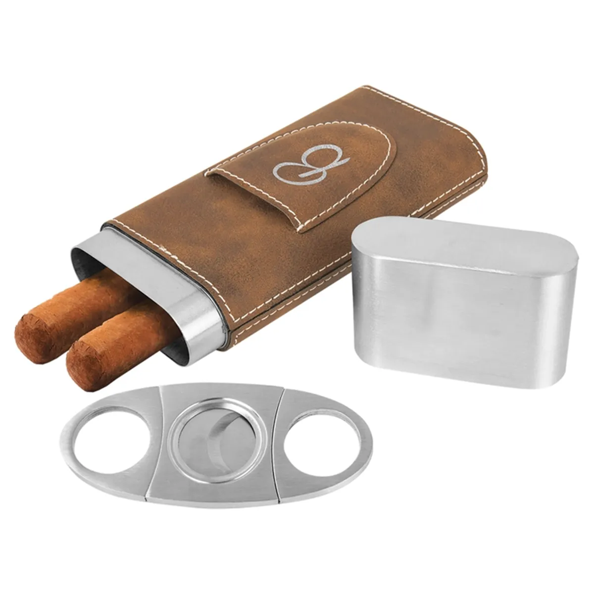 Laserable Leatherette Cigar Case with Cutter
