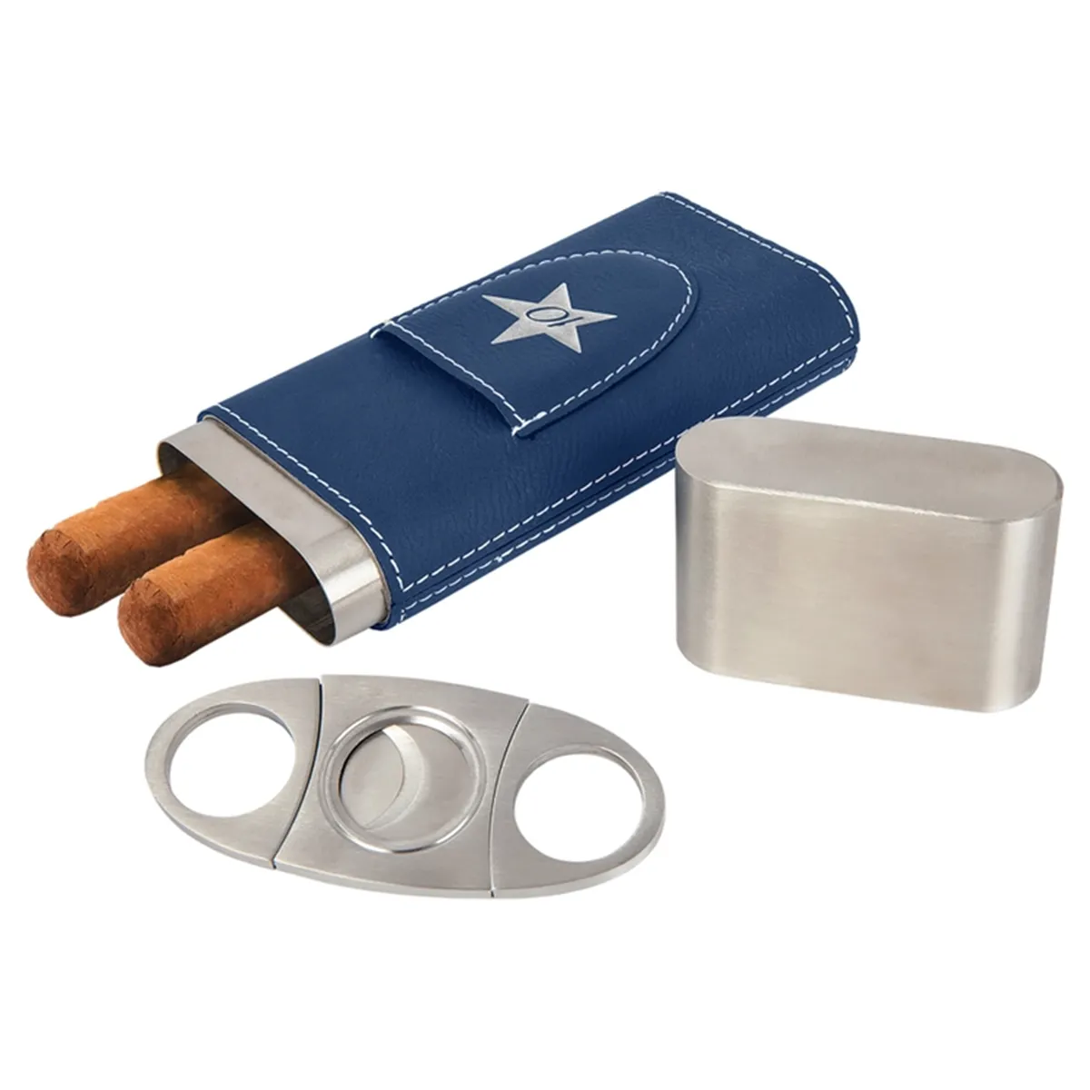 Laserable Leatherette Cigar Case with Cutter