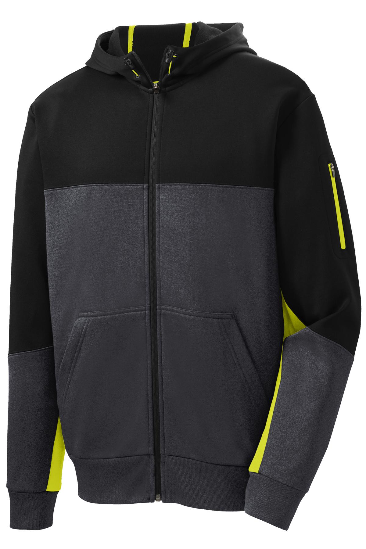 Sport-Tek Tech Fleece Colorblock Full-Zip Hooded Jacket ST245