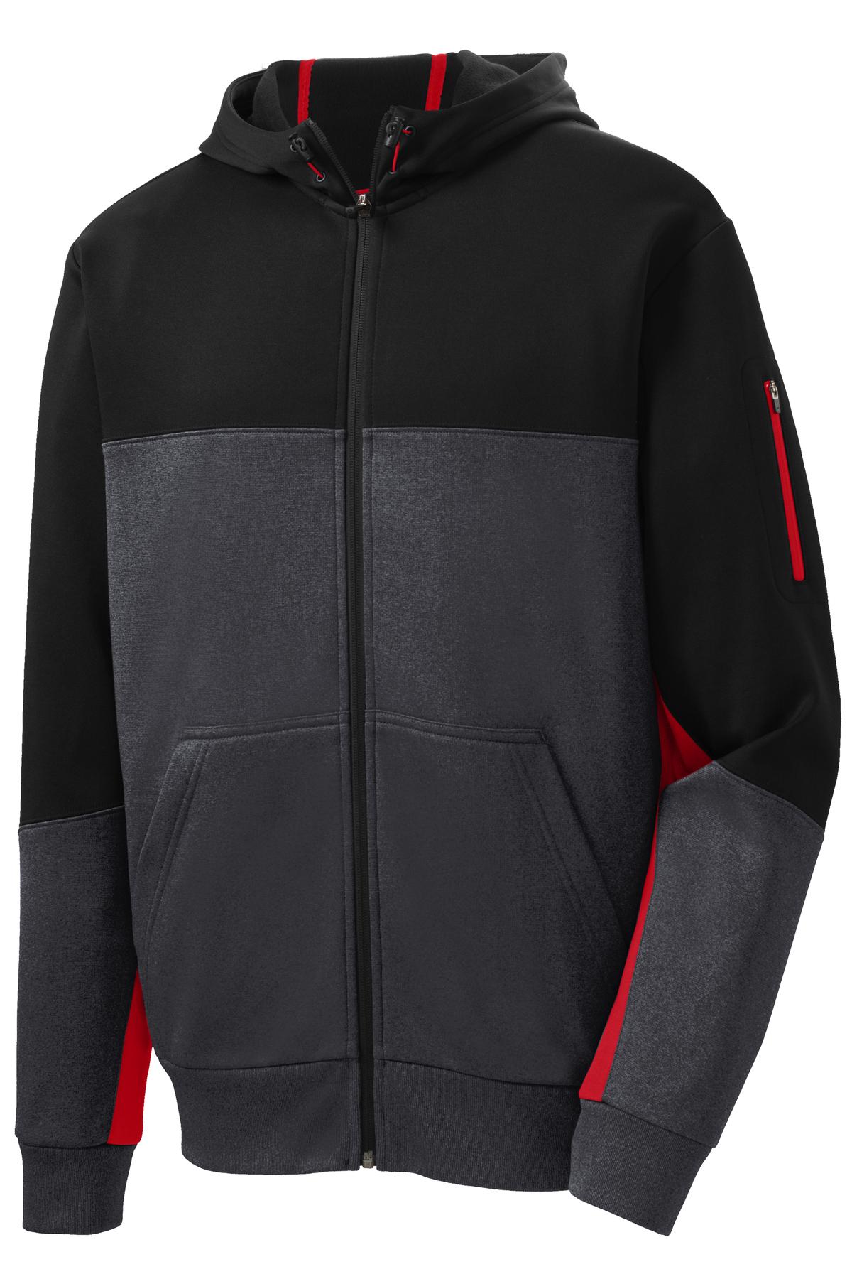 Sport-Tek Tech Fleece Colorblock Full-Zip Hooded Jacket ST245
