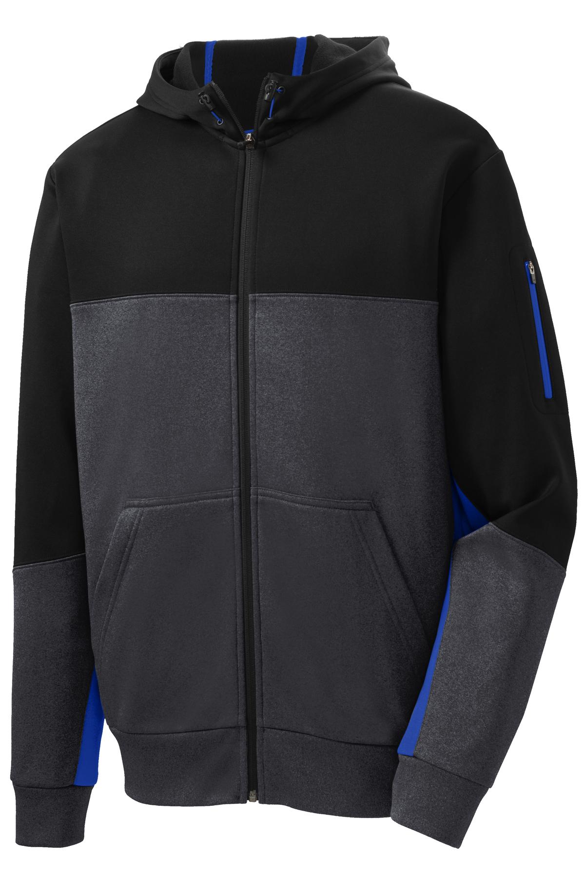 Sport-Tek Tech Fleece Colorblock Full-Zip Hooded Jacket ST245