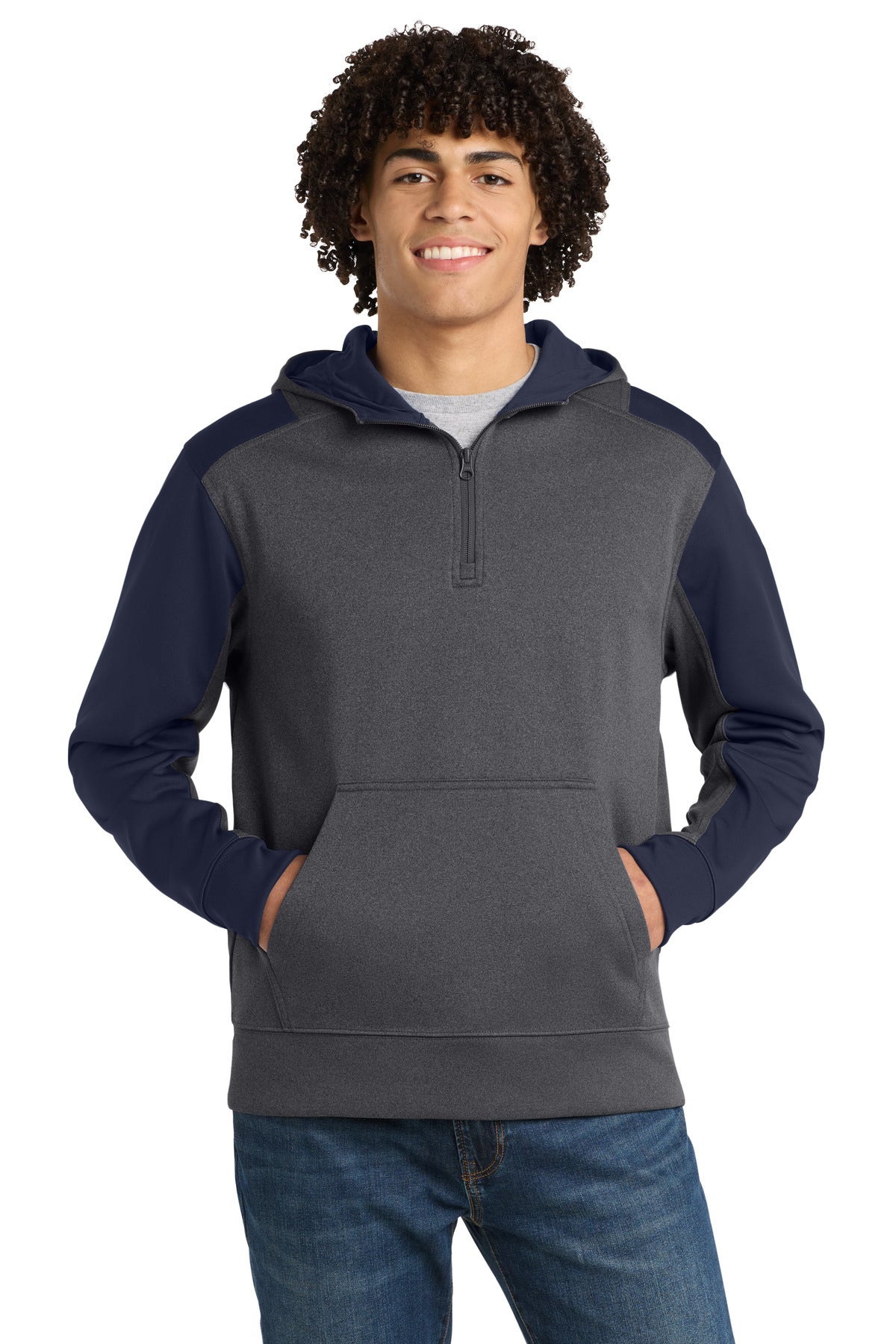 Sport-Tek Tech Fleece Colorblock 1/4-Zip Hooded Sweatshirt ST249