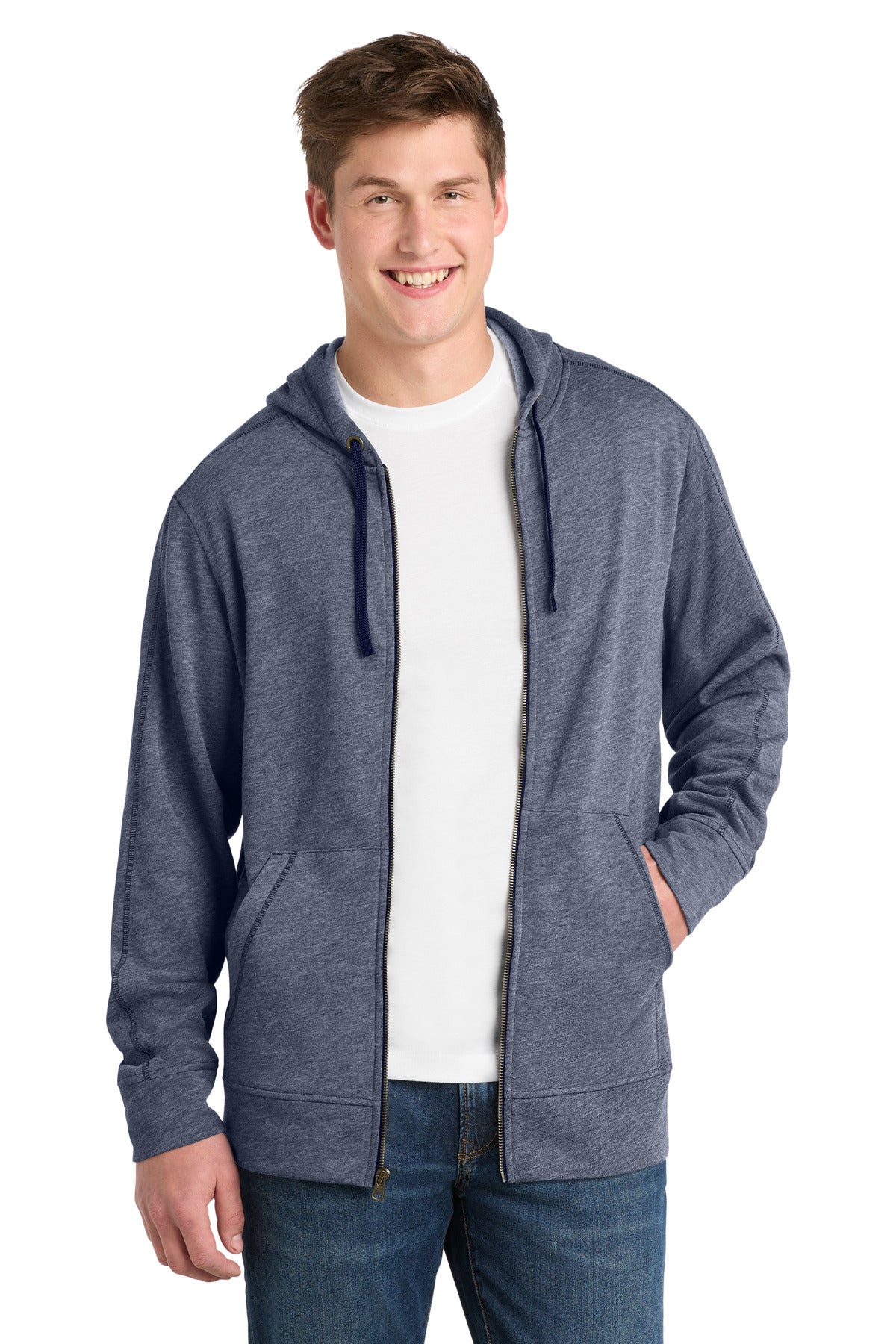 Sport-Tek PosiCharge Tri-Blend Wicking Fleece Full-Zip Hooded Jacket ST293