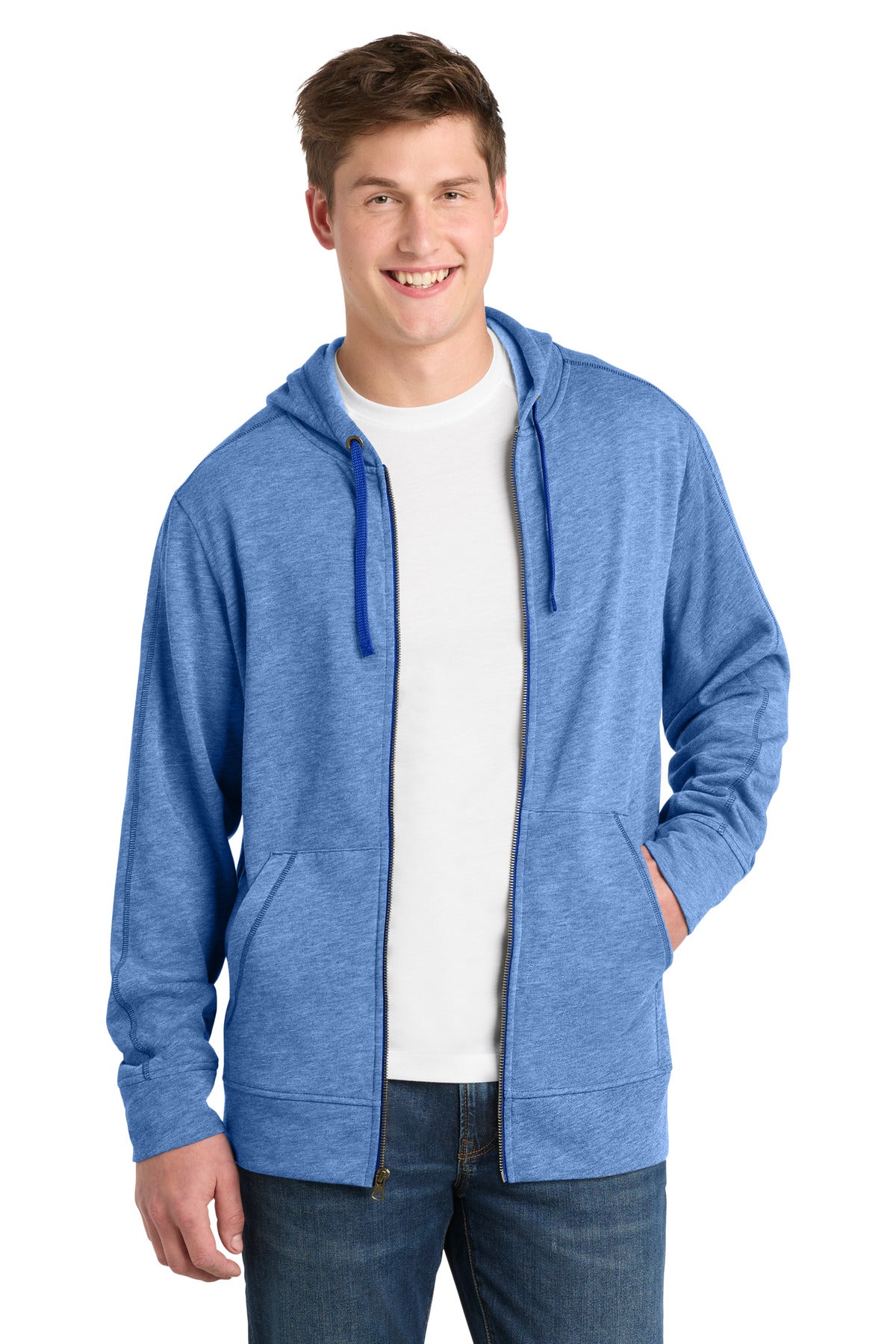 Sport-Tek PosiCharge Tri-Blend Wicking Fleece Full-Zip Hooded Jacket ST293