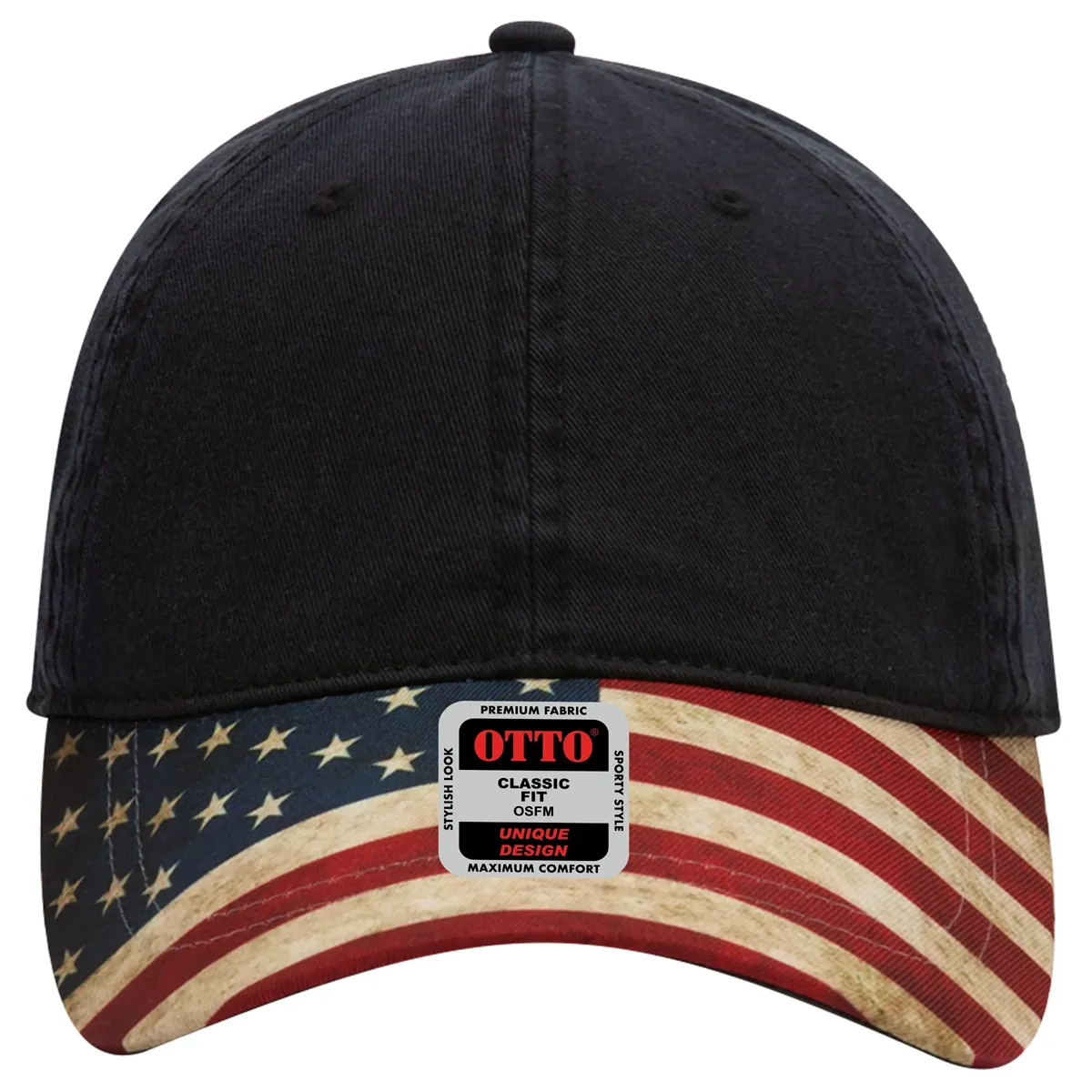 US Flag Design Visor Cotton Twill 6 Panel Low Profile Cap - 80-1180