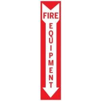 Fire equipment directional safety sign, 18 by 4 inches