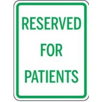 Sign with 'Reserved for Patients' text on a white background