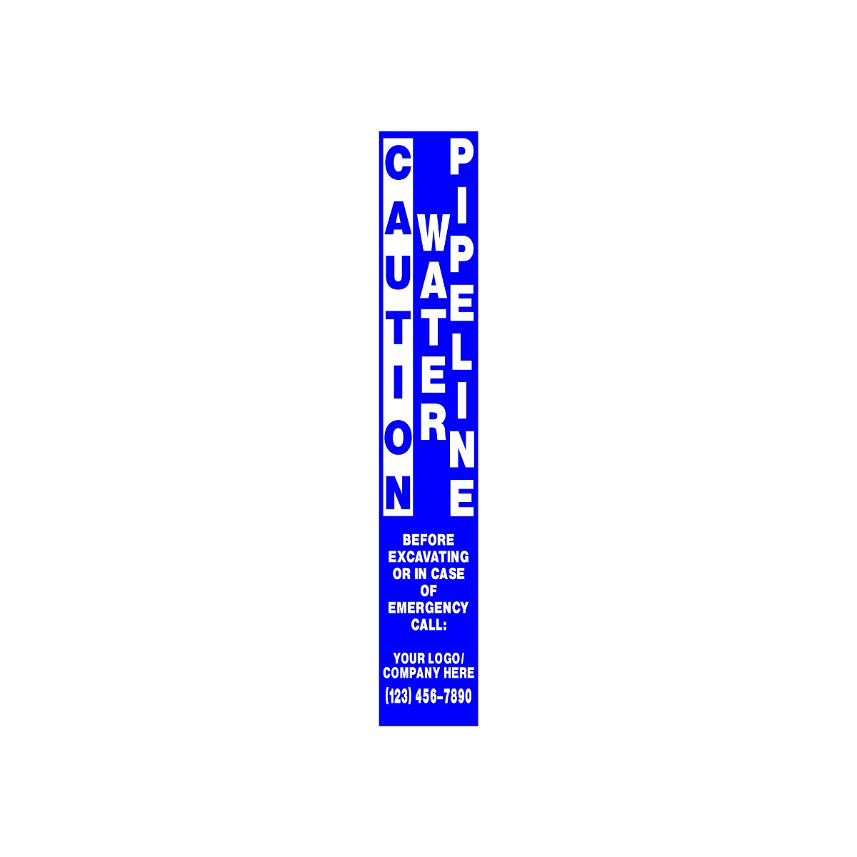 Caution Water Pipeline Blue Marker Decal