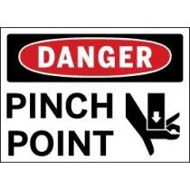 Safety Sign referencing the danger of a pinch point with a graphic