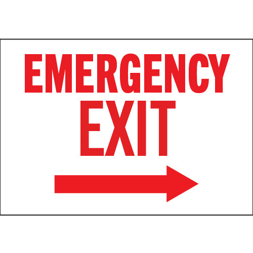 Emergency Exit sign with right-facing arrow